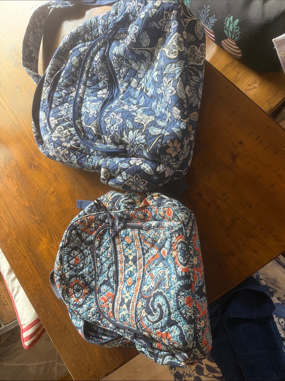 Quilted  lot of 2 Patterned Shoulder Bag - Blue Floral Vera Bradley